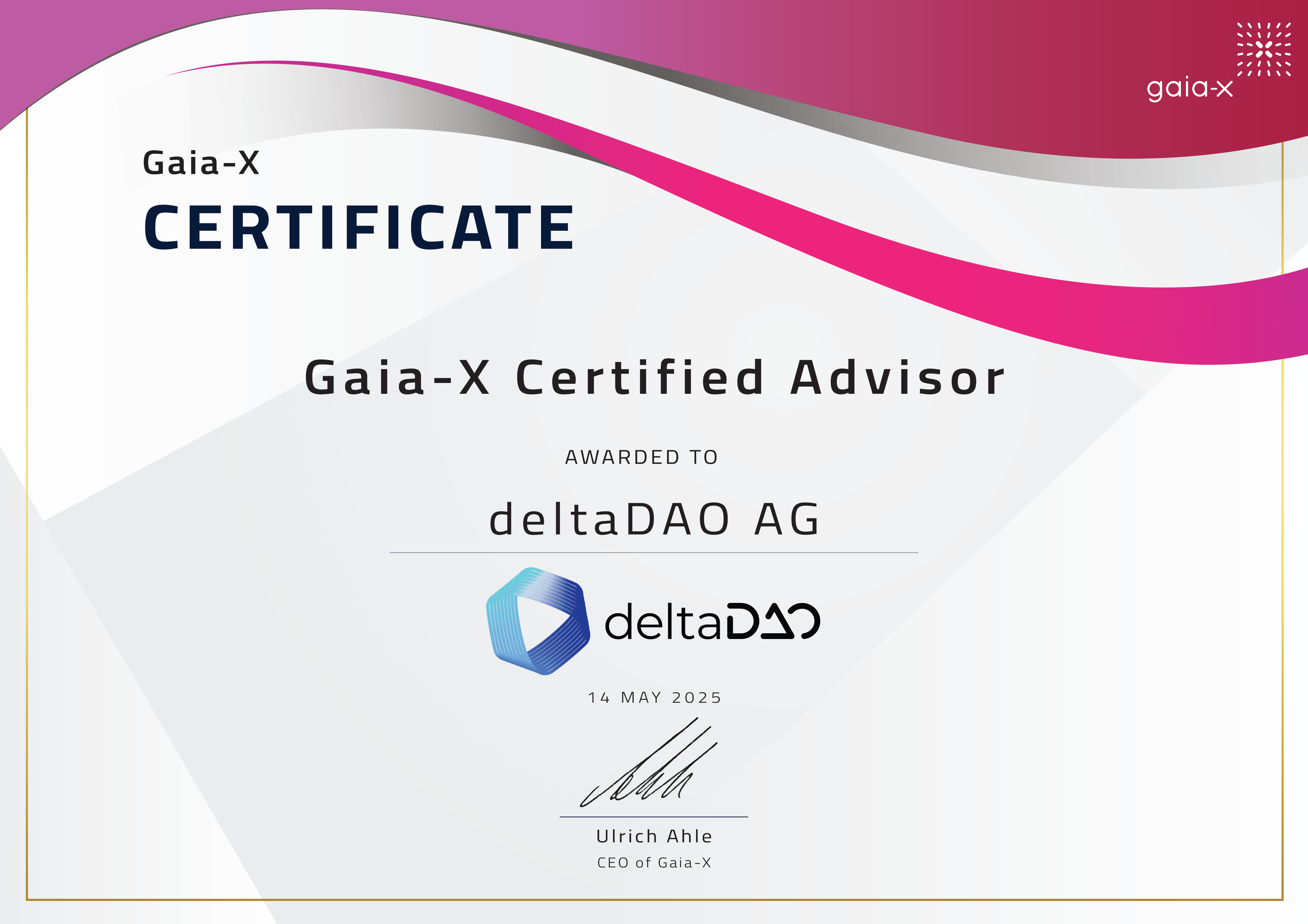 deltADAO Gaia-X Advisor Certificate